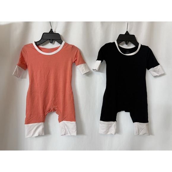 Other - LOT OF 2 The Simple Seed Short Sleeve Romper 0-3 Month~Bamboo Viscose Blend  D79